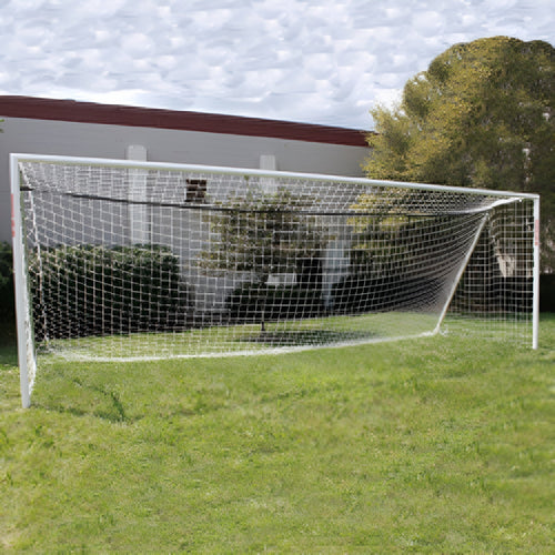 Trigon Sports Soccer Goal 8 x 24 ft. Portable & Round Powder Coated White with Net - SG3824W