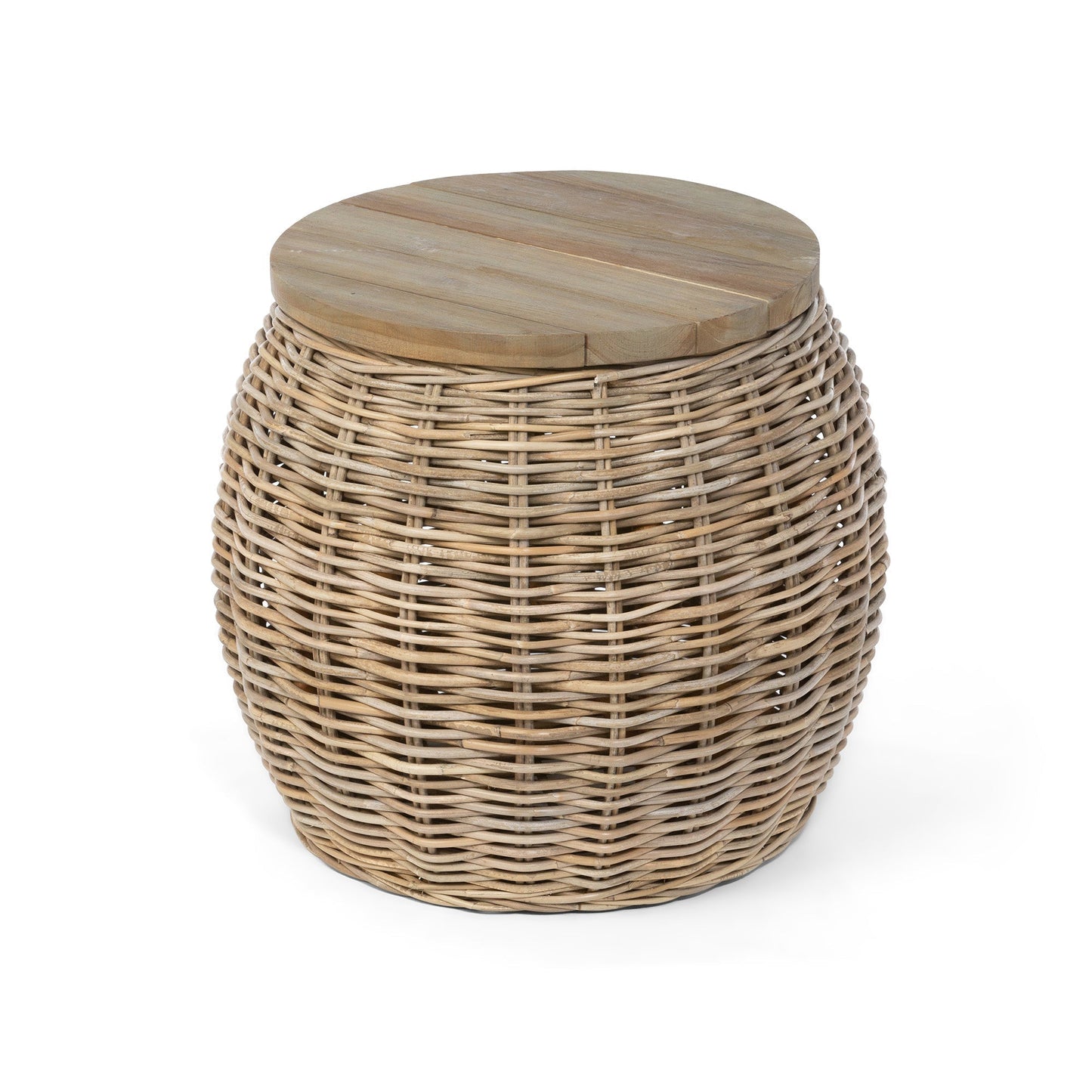 Park Hill Collection Rattan Side Table with Removable Teak Top - EFT16008