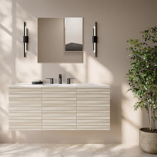Swiss Madison Cascade 48" Wall-Mounted Bathroom Vanity in White Oak with 3-Hole Widespread Sink Top - SM-BV8607WO