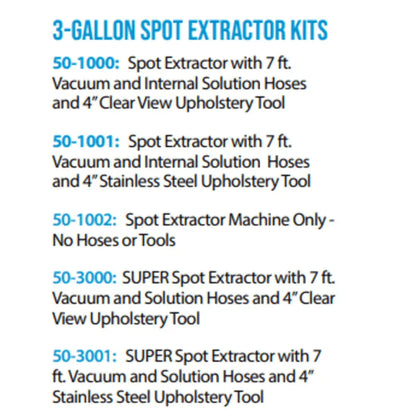 Sandia Spot 3 Gallon Extractor Kits 55 PSI Pump, 2 Stage Motor with 7 Ft. Vacuum and Solution Hoses