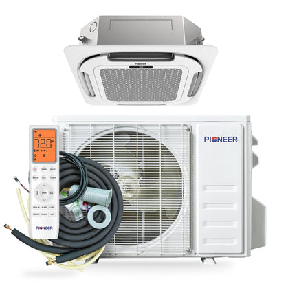 Pioneer Quantum Ultra 9,500 BTU 23 SEER2 230V 8-Way Ceiling Cassette Ductless Mini-Split Air Conditioner Inverter Heat Pump Full Set - CYT009GLSI24RL-10S