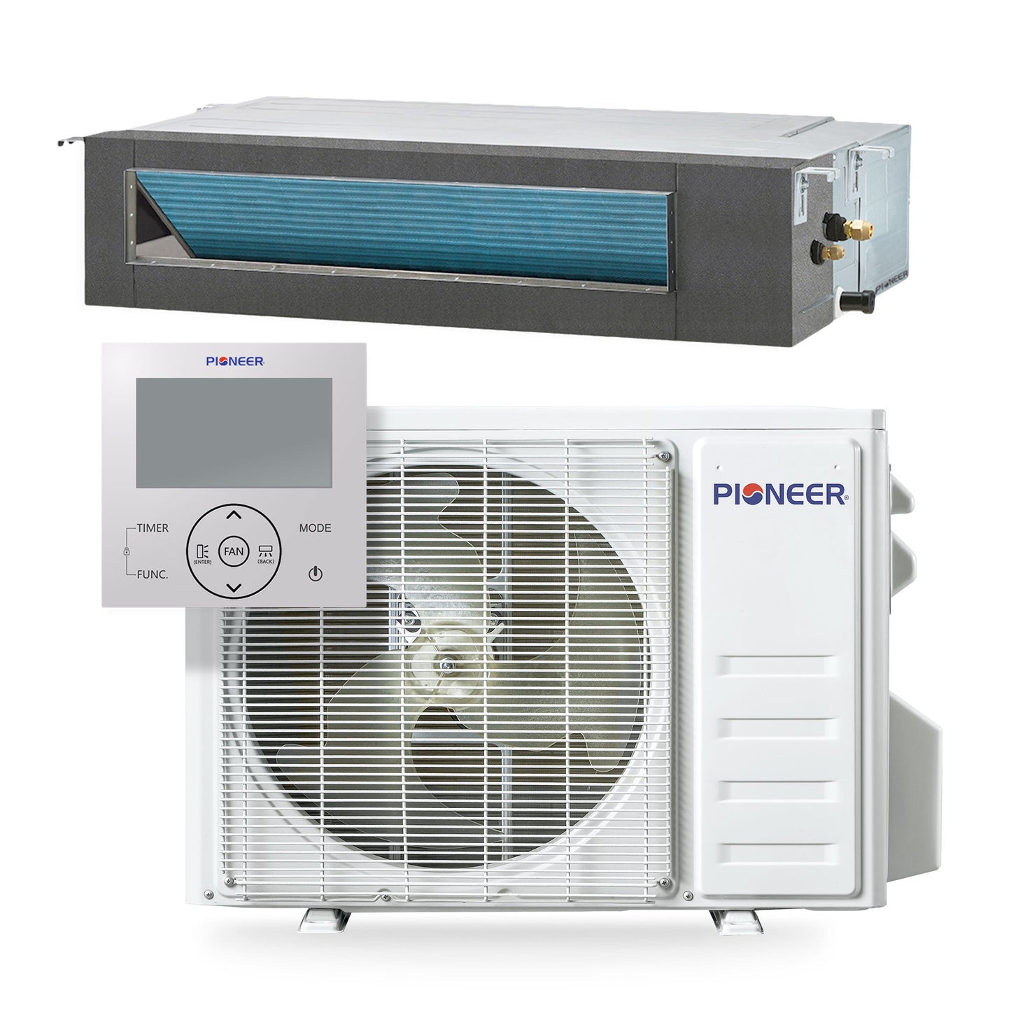 Pioneer Quantum Ultra 17,000 BTU 20.3 SEER2 230V Ceiling Concealed Ducted Mini-Split Air Conditioner Inverter Heat Pump Full Set -RYT018GLSI24RL-10S