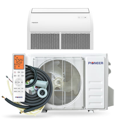 Pioneer Quantum Ultra 18,000 BTU 20.5 SEER2 230V Floor/Ceiling/Low-Wall Ductless Mini-Split Air Conditioner Inverter Heat Pump Full Set - UYT018GLSI24RL-10S