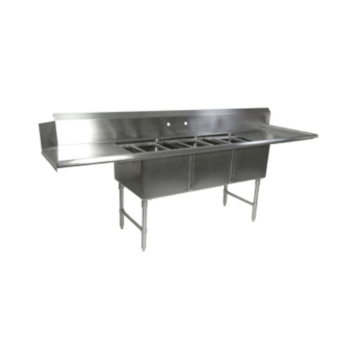 John Boos DT3B18244-2D24R 103.5"W x 30"D Dishtable/Pot Sink Two 24" Drainboards - JBDT3B182442D24R