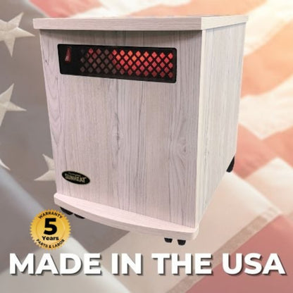 SunHeat Original SUNHEAT Made in the USA Infrared Heater – USA1500-M White Painted Wood - 150100009
