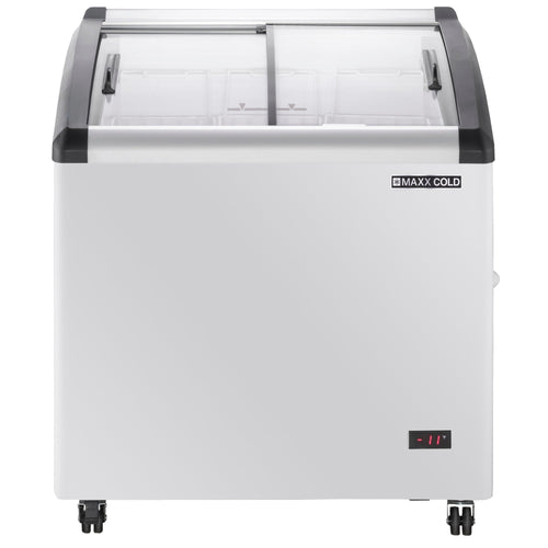 Maxx Cold Curved Glass Top Chest Freezer Display, 31.5"W, 4.87 cu. ft. Storage Capacity, Equipped with (3) Wire Baskets, in White - MXF32CHC-3