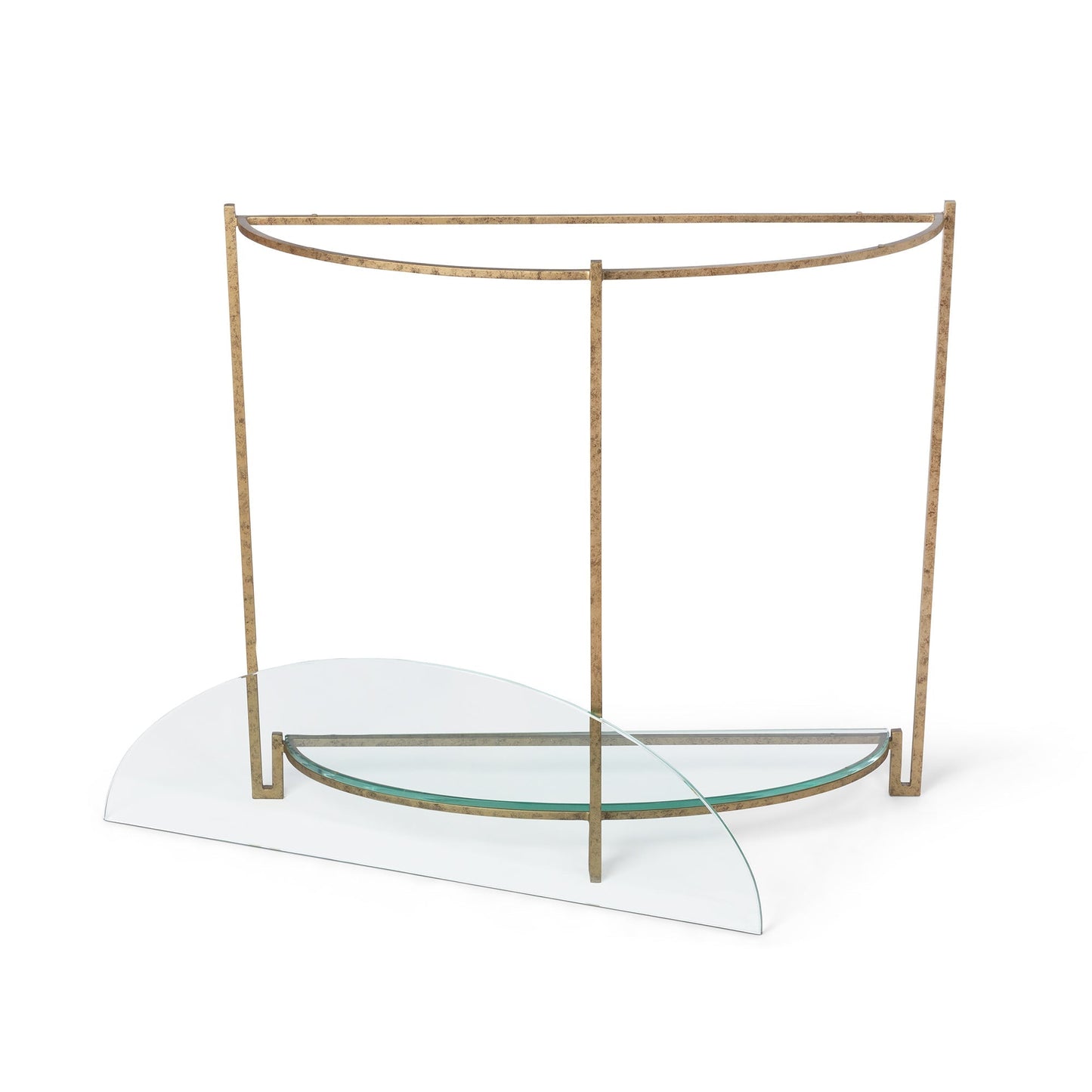 Park Hill Collection Naomi Elegant Iron and Glass Demi Lune Table - Stylish Accent for Foyers and Small Spaces - EFT26034
