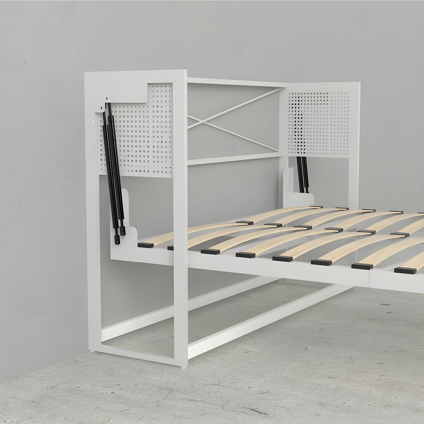 Queen Murphy Bed w/ Storage Cabinets, White by Leto Muro