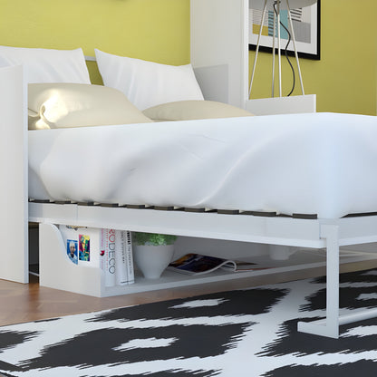 Murphy Bed With Desk & Storage Cabinet, Queen Size, White by Leto Muro