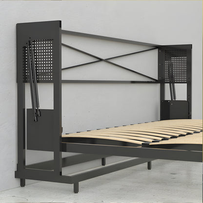 Murphy Bed With Desk, Full Size, Walnut Landscape Series by Leto Muro