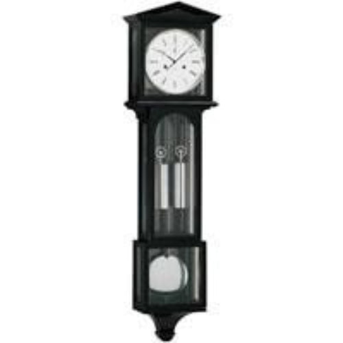 Kieninger Clocks v LATERNDL  Weight Regulator Wall Clock with Gong Strike in Black and Chrome - WR 2520-96-02