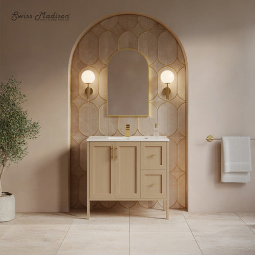 Swiss Madison Forme 36" Modular Freestanding Bathroom Vanity with Sink Top in Natural Oak - SM-BV10101NO-W1