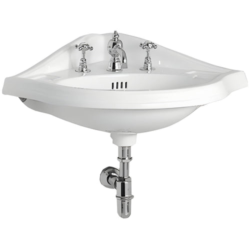Whitehaus Corner China Wall Mount Basin with an Oval Bowl - AR884