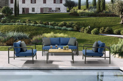 Whiteline Modern Living  Andrea 4-Pieces Outdoor Lounge Set in Blue Color - COL1833-BLU