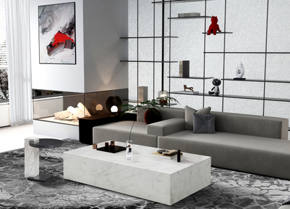 Whiteline Modern Living Cube Rectangle Coffee Table in White Color - CT1667R-WHT