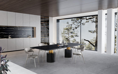 Whiteline Modern Living Geneva Extra Large Dining Table Cylinder -DT1640XL-GLD