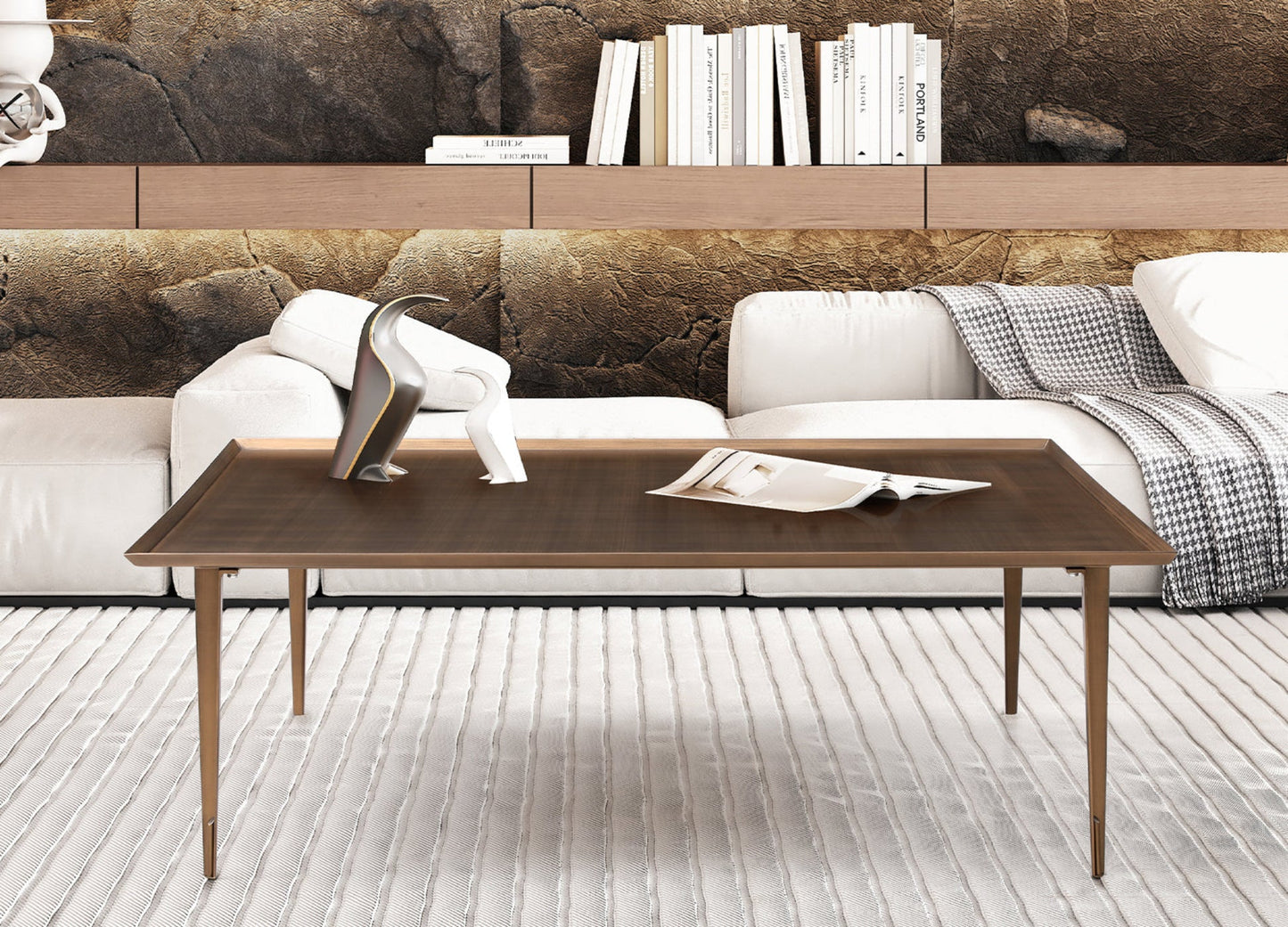 Whiteline Modern Living Nia Coffee Table in Brushed Bronze Color - CT1882-BRZ