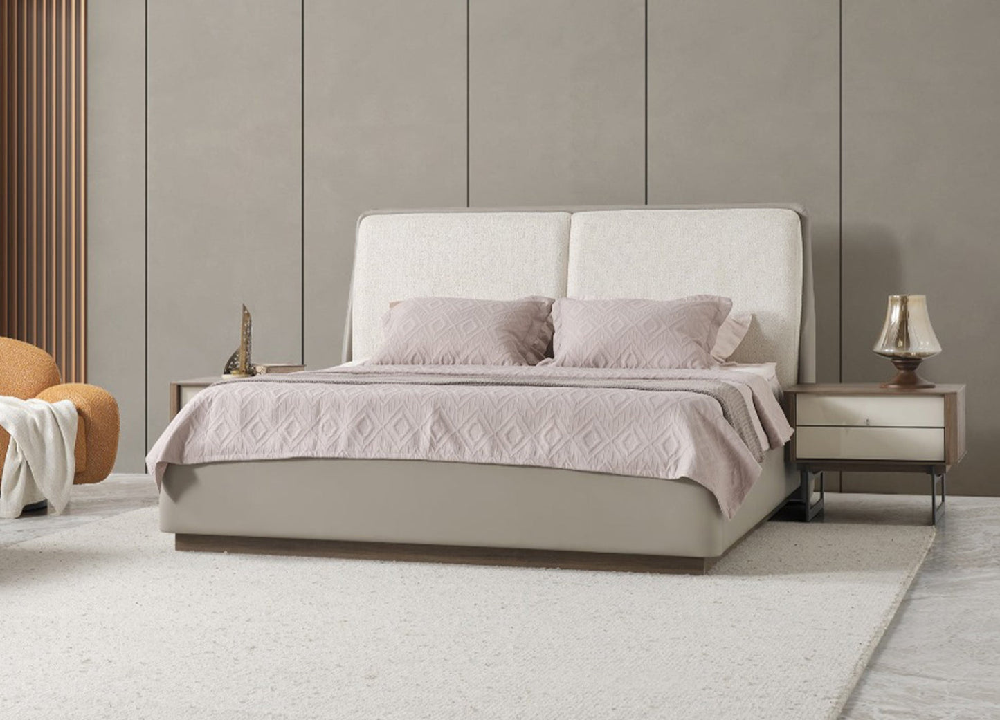 Whiteline Modern Living Romina Queen Bed in Light Grey Color - BQ2020P-LGRY