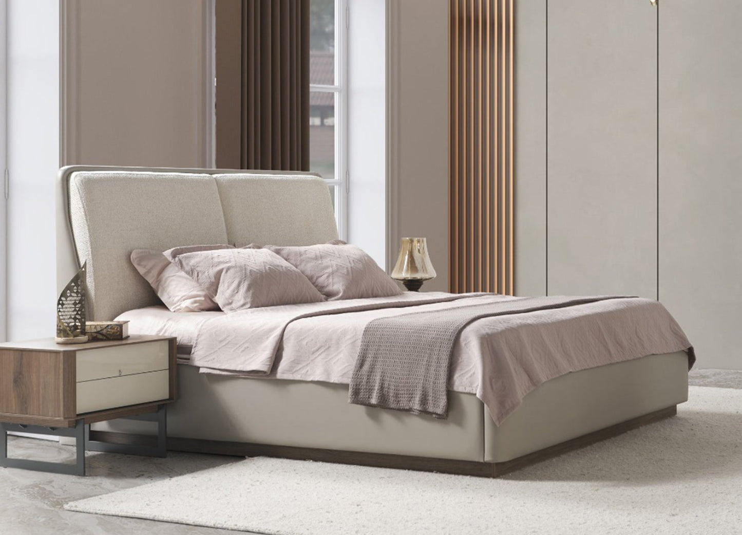 Whiteline Modern Living Romina Queen Bed in Light Grey Color - BQ2020P-LGRY