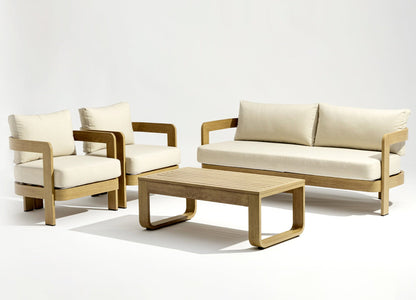 Whiteline Modern Living Sally 4 Piece Outdoor Lounge Set in Beige Color - COL2005-BEI