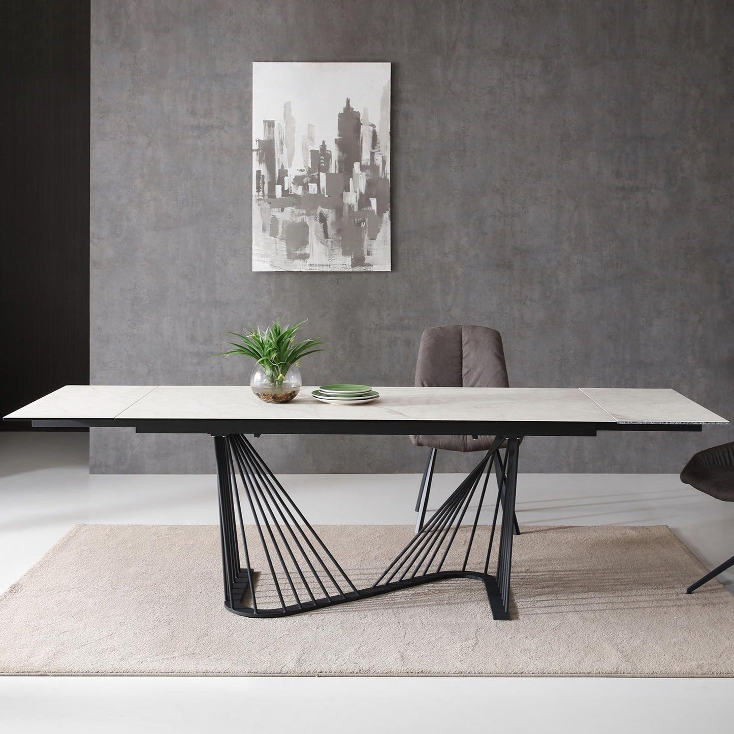 Whiteline Mods -  Roma Extendable Dining Table  - DT1633E-WHT