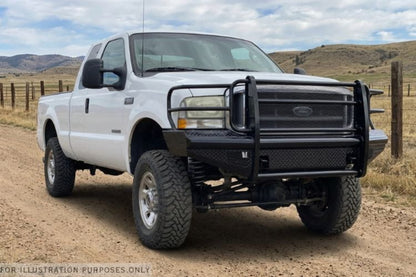 2004 Ford F250 Super Duty Workhorse Kit - Fab Fours Black Steel Front + Rear Bumpers
