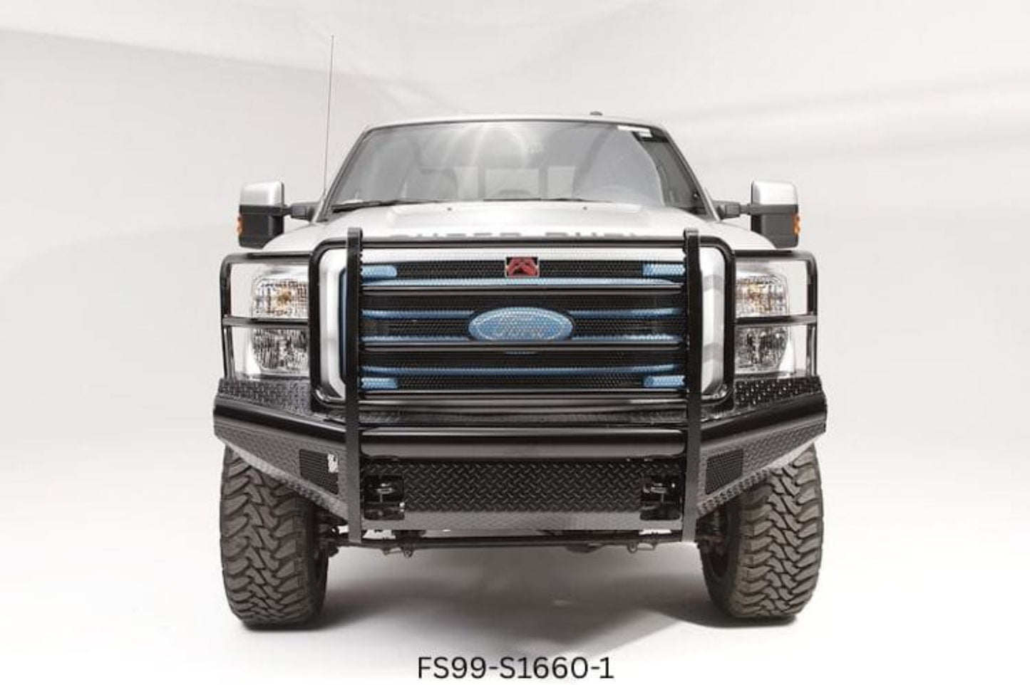 2004 Ford F250 Super Duty Workhorse Kit - Fab Fours Black Steel Front + Rear Bumpers