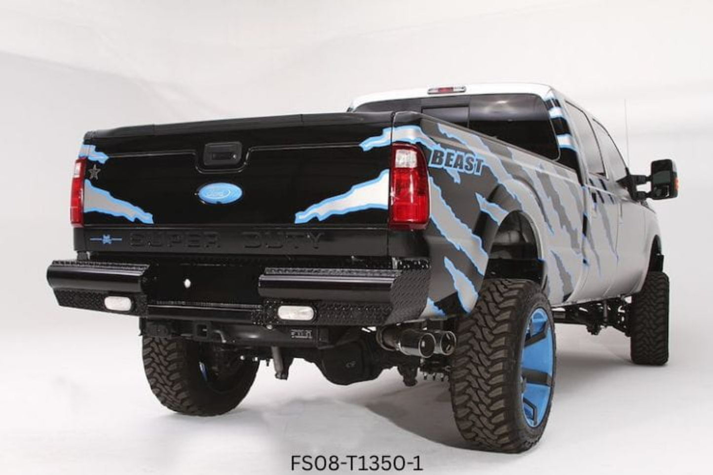 2004 Ford F250 Super Duty Workhorse Kit - Fab Fours Black Steel Front + Rear Bumpers