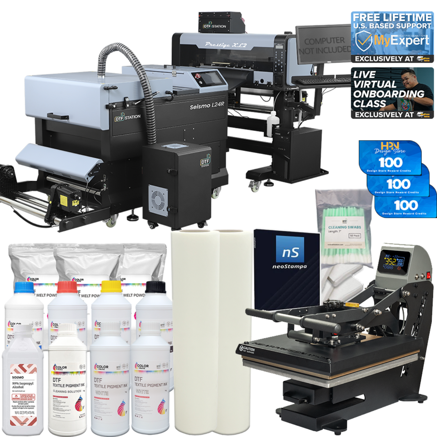 DTF Station" Printer with L24R Shaker Bundle - BNDL-PRESTIGE-XL2-L24R-PL2-LG