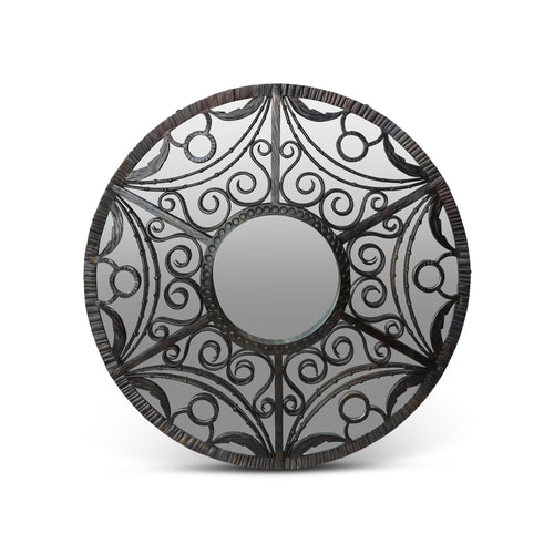 Park Hill Collection Scroll Framed Mirror in Natural Iron - Elegant Home Decor Piece for Stylish Reflections and Charm -EWI26051