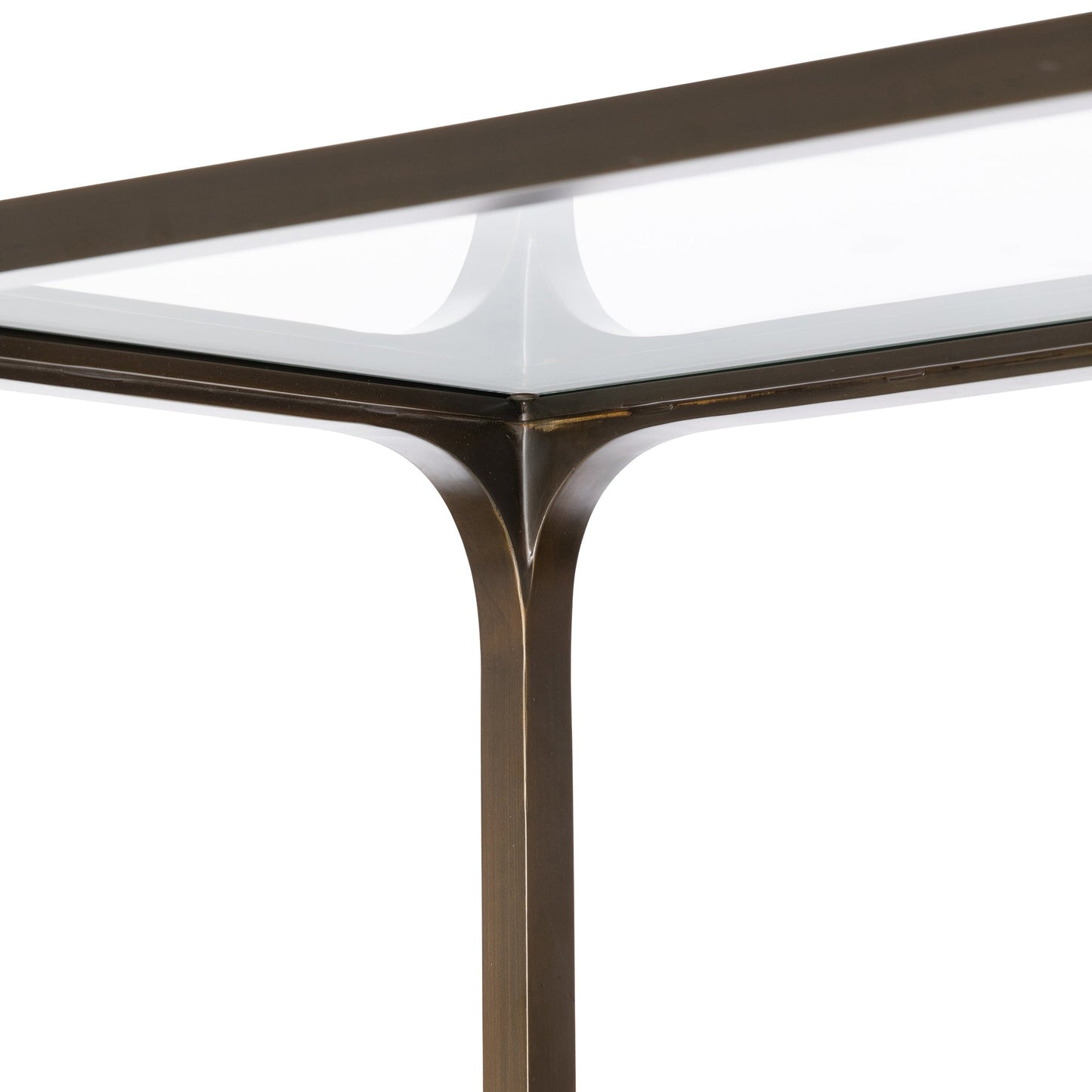 Park Hill Collection Taurus Bookshelf - Antique Bronze Frame with Glass Shelves for Elegant Home Office & Living Room Decor - EFC20039
