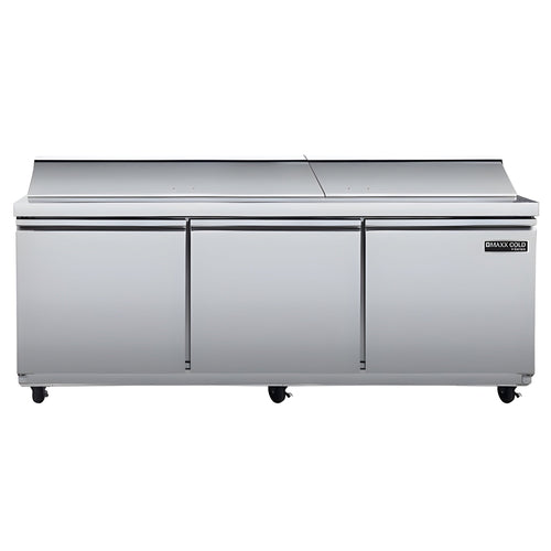 Maxx Cold V-Series 3 Door Refrigerated Mega Top Sandwich and Salad Prep Station, in Stainless Steel - MVR72MHC