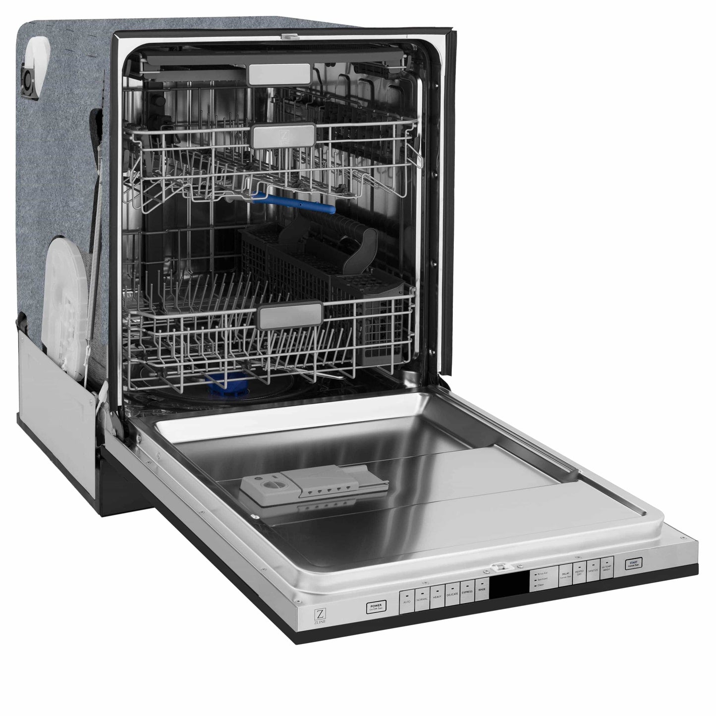 ZLINE Autograph Edition 4-Piece Appliance Package - 48-Inch Dual Fuel Range, Refrigerator, Wall Mounted Range Hood, & 24-Inch Tall Tub Dishwasher in Stainless Steel with Champagne Bronze Trim (4KAPR-RARHDWM48-CB)