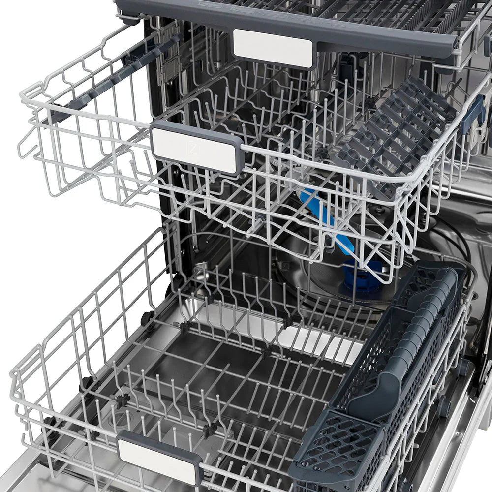 ZLINE 24-Inch Monument Series 3rd Rack Top Touch Control Dishwasher in Satin Stainless Steel with Stainless Steel Tub, 45dBa (DWMT-SN-24)