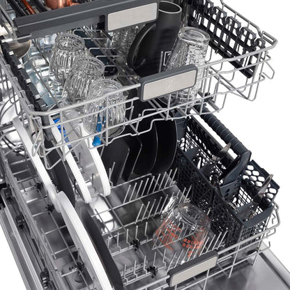 ZLINE 24-Inch Monument Series 3rd Rack Top Touch Control Dishwasher in Satin Stainless Steel with Stainless Steel Tub, 45dBa (DWMT-SN-24)
