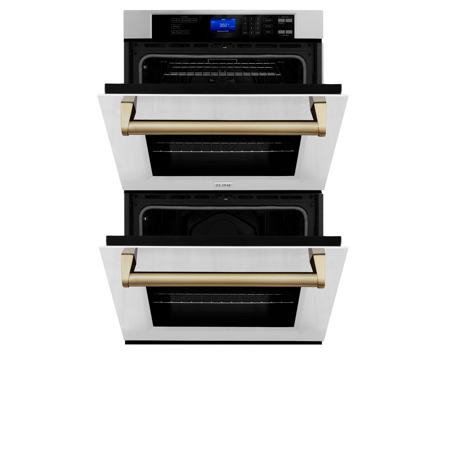 ZLINE 30" Autograph Double Wall Oven with Air Fry and Self-Clean in Stainless Steel and Champagne Bronze Handle,  - WADZ-30-CB