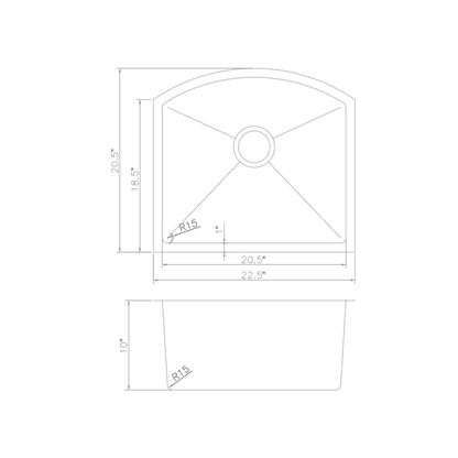 ZLINE 22-Inch Telluride Undermount Single Bowl Stainless Steel Kitchen Sink with Bottom Grid (SCS-22)