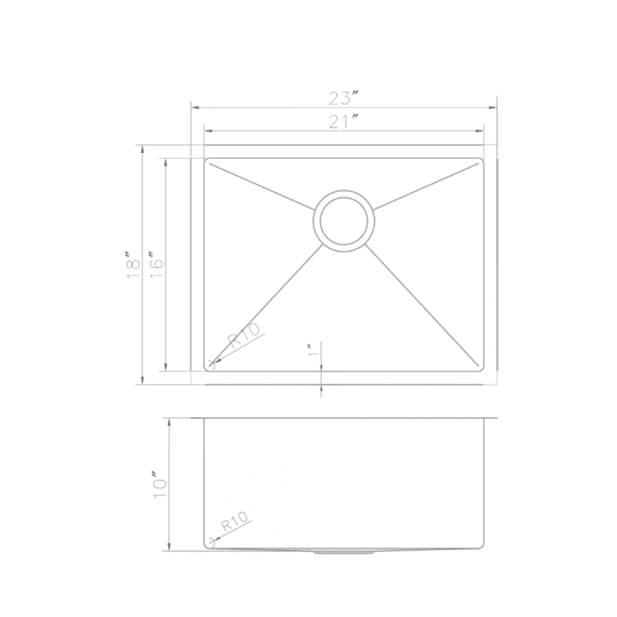 ZLINE 23-Inch Meribel Undermount Single Bowl Stainless Steel Kitchen Sink with Bottom Grid (SRS-23)