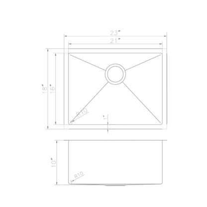 ZLINE 23-Inch Meribel Undermount Single Bowl Stainless Steel Kitchen Sink with Bottom Grid (SRS-23)