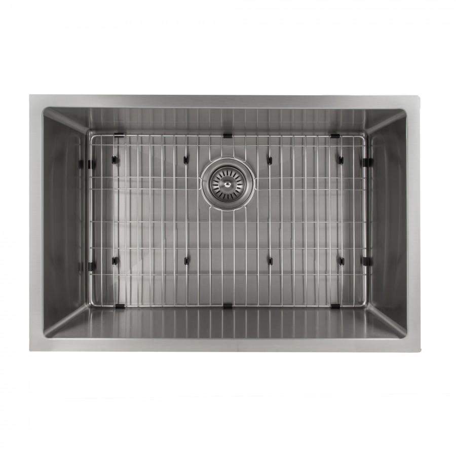 ZLINE 27-Inch Meribel Undermount Single Bowl Stainless Steel Kitchen Sink with Bottom Grid (SRS-27)