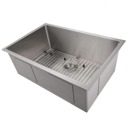 ZLINE 27-Inch Meribel Undermount Single Bowl Stainless Steel Kitchen Sink with Bottom Grid (SRS-27)