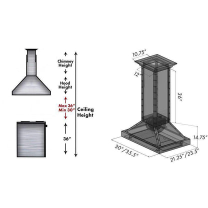 ZLINE 30-Inch Designer Series Stainless Island Range Hood (KB2i-4SSXS-30)