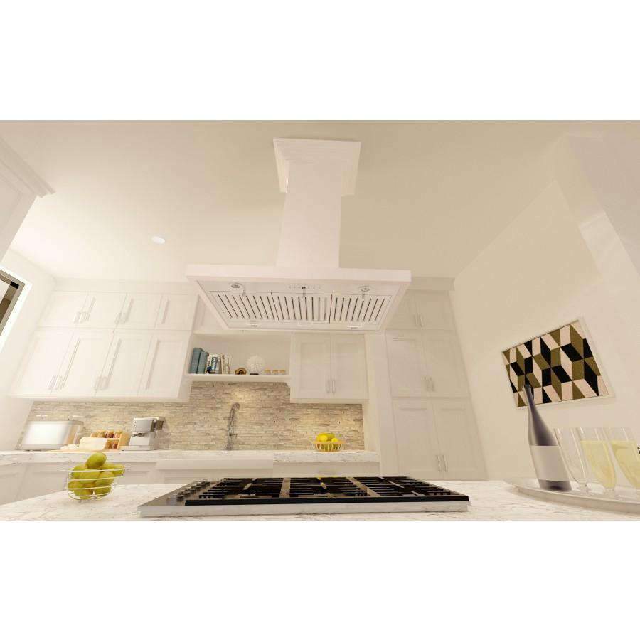 ZLINE 30-Inch Designer Series Wooden Island Range Hood with Crown Molding (KBiTT-30)