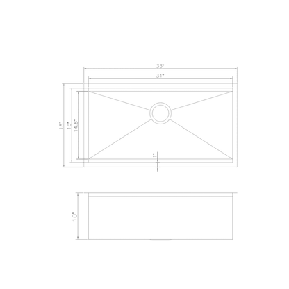 ZLINE 33-Inch Garmisch Undermount Single Bowl Stainless Steel Kitchen Sink with Bottom Grid and Accessories (SLS-33)