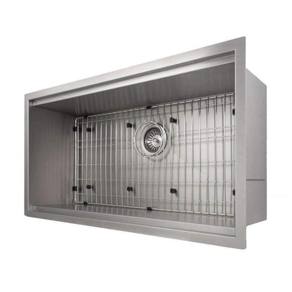ZLINE 33-Inch Garmisch Undermount Single Bowl Stainless Steel Kitchen Sink with Bottom Grid and Accessories (SLS-33)