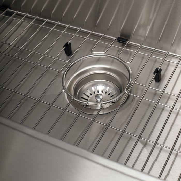 ZLINE 33-Inch Moritz Farmhouse Apron Mount Single Bowl Stainless Steel Kitchen Sink with Bottom Grid and Accessories (SLSAP-33)