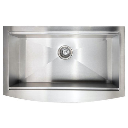 ZLINE 33-Inch Moritz Farmhouse Apron Mount Single Bowl Stainless Steel Kitchen Sink with Bottom Grid and Accessories (SLSAP-33)