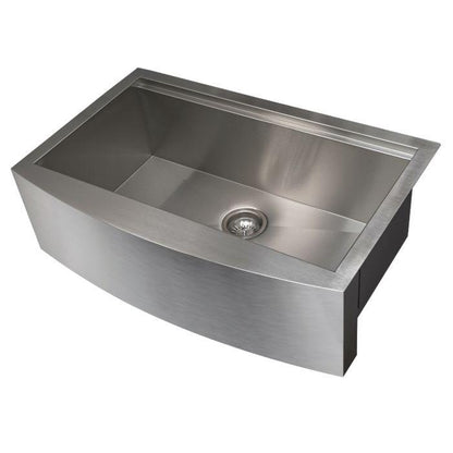 ZLINE 33-Inch Moritz Farmhouse Apron Mount Single Bowl Stainless Steel Kitchen Sink with Bottom Grid and Accessories (SLSAP-33)