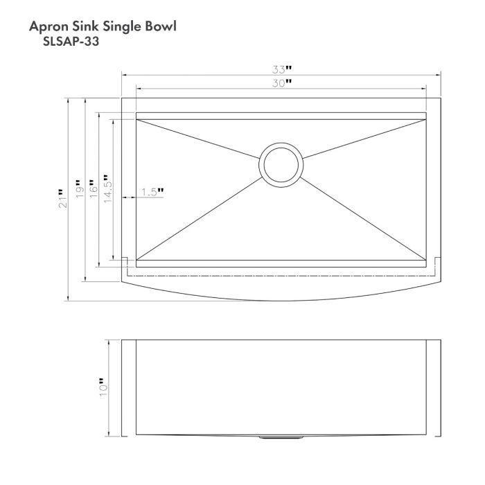 ZLINE 33-Inch Moritz Farmhouse Apron Mount Single Bowl Stainless Steel Kitchen Sink with Bottom Grid and Accessories (SLSAP-33)