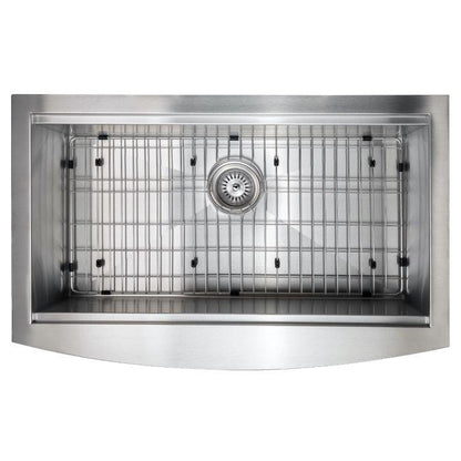 ZLINE 33-Inch Moritz Farmhouse Apron Mount Single Bowl Stainless Steel Kitchen Sink with Bottom Grid and Accessories (SLSAP-33)